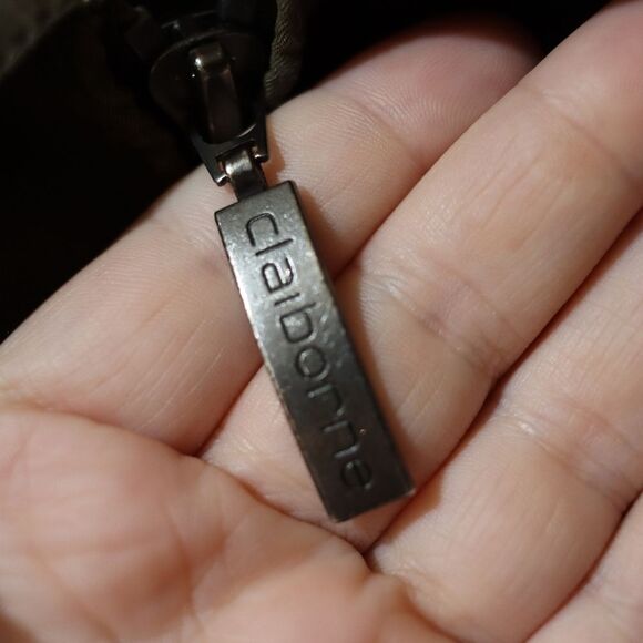 Claiborne Brown Grunge Bomber Jacket with Classic Collar and Ribbed Cuffs 3X - Picture 9 of 11